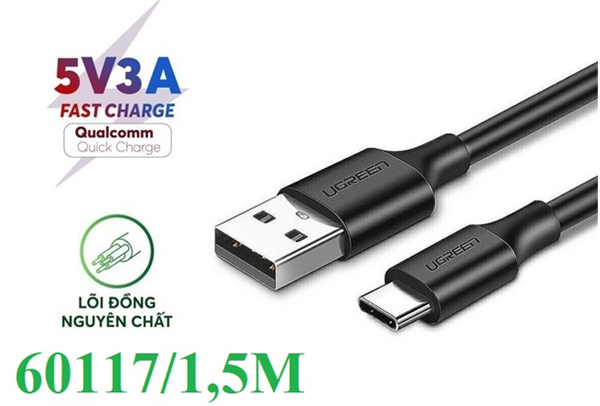  Cáp sạc, dữ liệu USB Type-A 2.0 sang USB Type-C dài 1,5M Ugreen 60117 cao cấp 