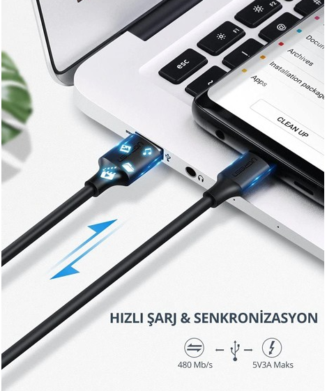  Cáp sạc, dữ liệu USB Type-A 2.0 sang USB Type-C dài 1,5M Ugreen 60117 cao cấp 