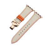  Dây da thật Swift xám chỉ cam cho Apple Watch 