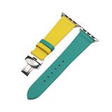  Dây da thật Swift xanh ngọc phối vàng cho Apple Watch 