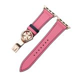  Dây da thật Swift hồng chỉ đen cho Apple Watch 