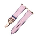  Dây da thật Swift hồng chỉ xanh cho Apple Watch 