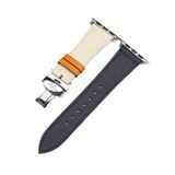  Dây da thật Swift xanh navy phối trắng cho Apple Watch 