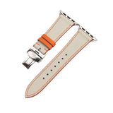  Dây da thật Swift xám chỉ cam cho Apple Watch 