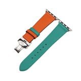  Dây da thật Swift xanh ngọc phối cam cho Apple Watch 