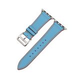  Dây da thật Swift xanh nhạt chỉ cam cho Apple Watch 