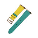  Dây da thật Swift xanh ngọc phối vàng cho Apple Watch 