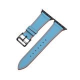  Dây da thật Swift xanh nhạt chỉ cam cho Apple Watch 