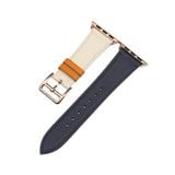  Dây da thật Swift xanh navy phối trắng cho Apple Watch 