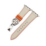  Dây da thật Swift xám chỉ cam cho Apple Watch 