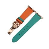  Dây da thật Swift xanh ngọc phối cam cho Apple Watch 