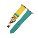  Dây da thật Swift xanh ngọc phối vàng cho Apple Watch 