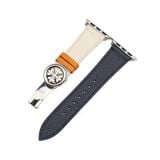  Dây da thật Swift xanh navy phối trắng cho Apple Watch 