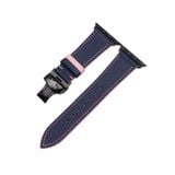  Dây da thật Swift xanh chỉ hồng cho Apple Watch 
