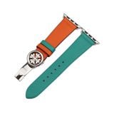  Dây da thật Swift xanh ngọc phối cam cho Apple Watch 