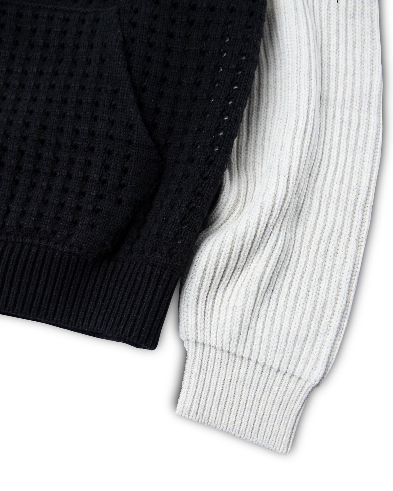 GOLDIE PANELED CROCHET KNIT HOODIE Goldie