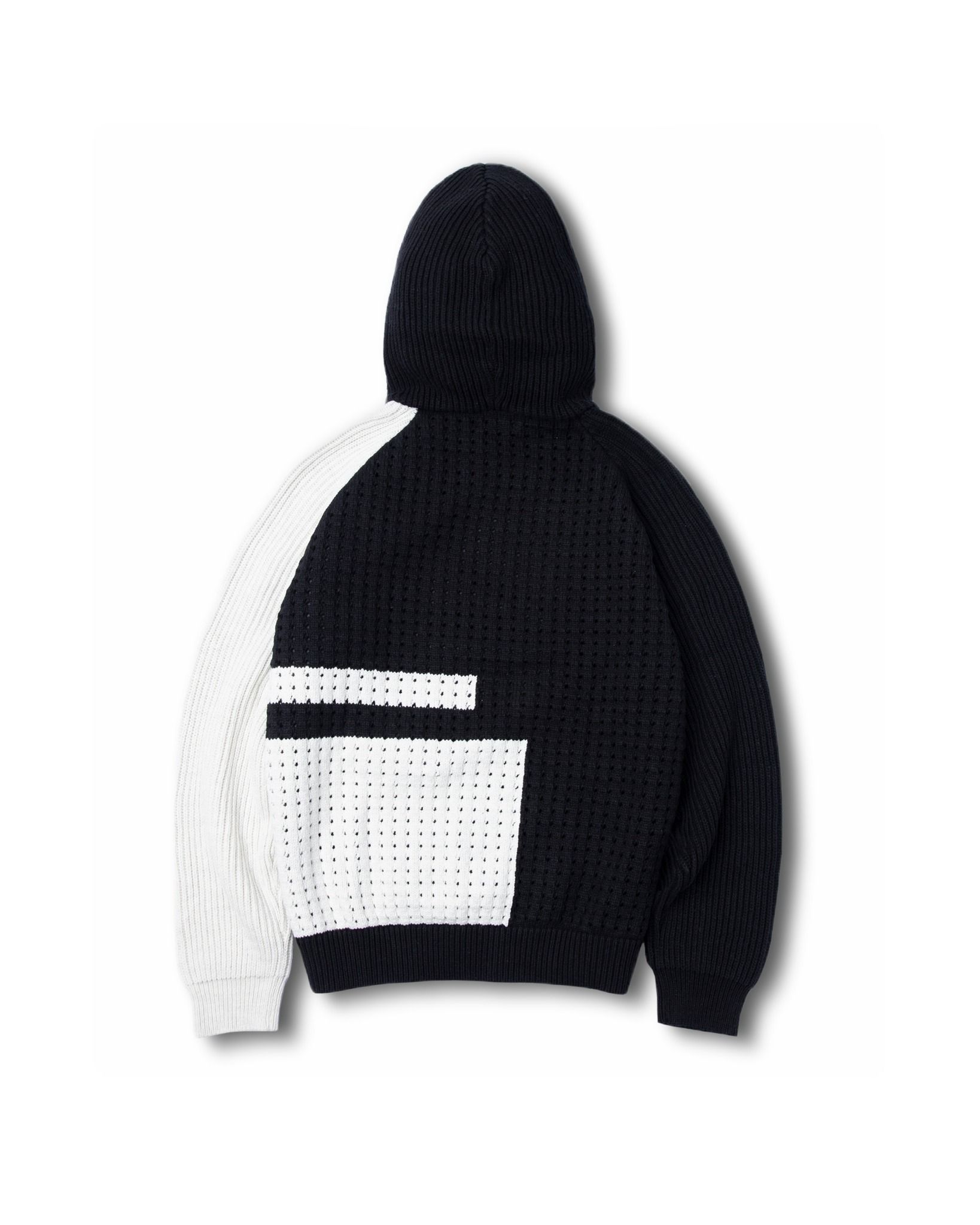 GOLDIE PANELED CROCHET KNIT HOODIE Goldie