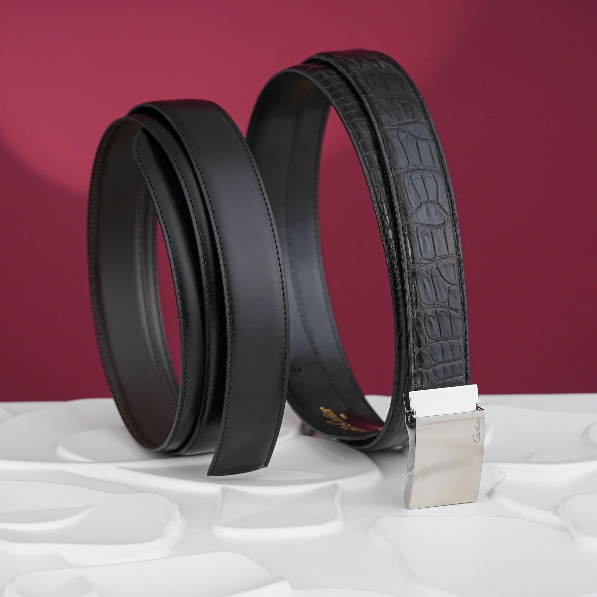Thắt lưng Cartier Paris Plain Buckle Double Strap Cowhide/Alligator size 110/100 - TTA4888