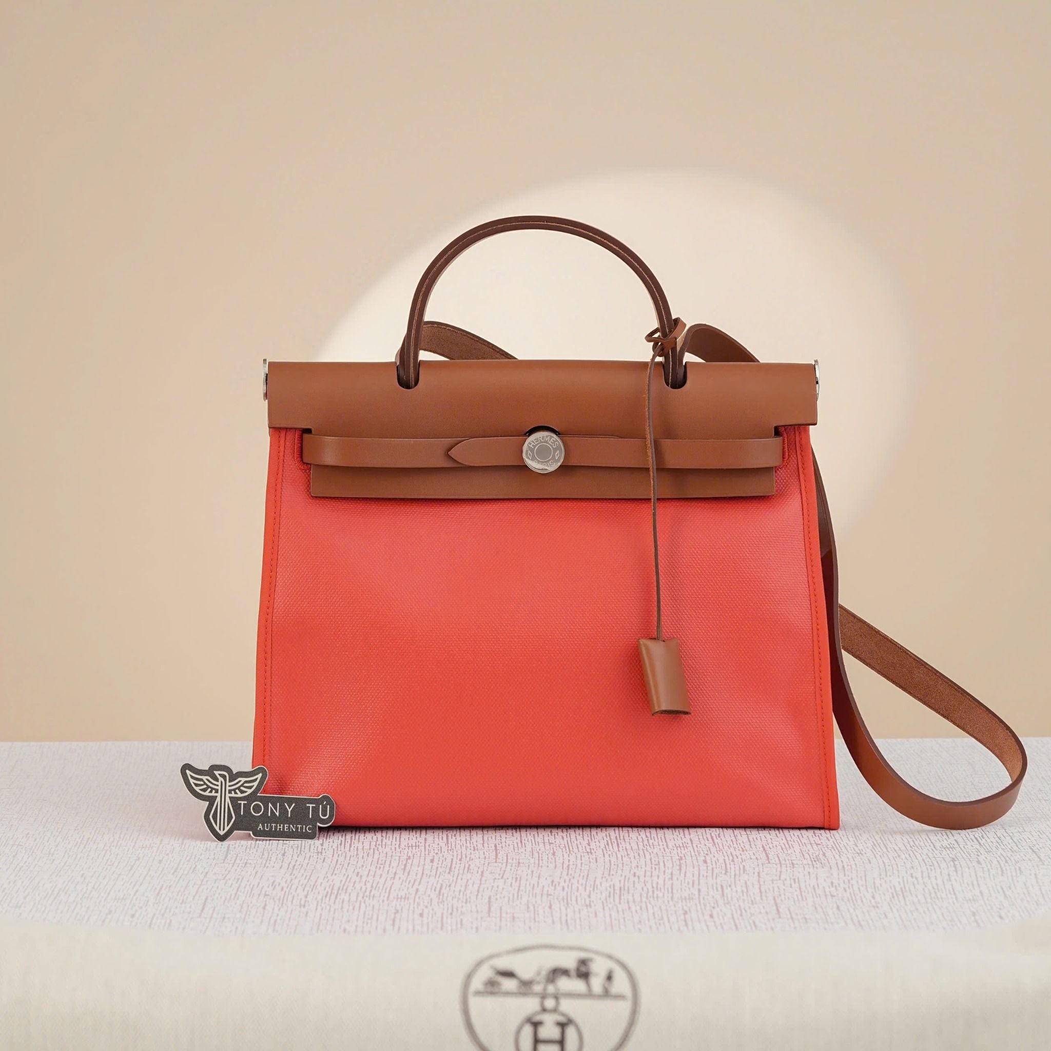 Túi đeo Hermès Herbag Zip Fauve Vache & Orange Mecano Toile Size 31 (nữ) -TTA4786