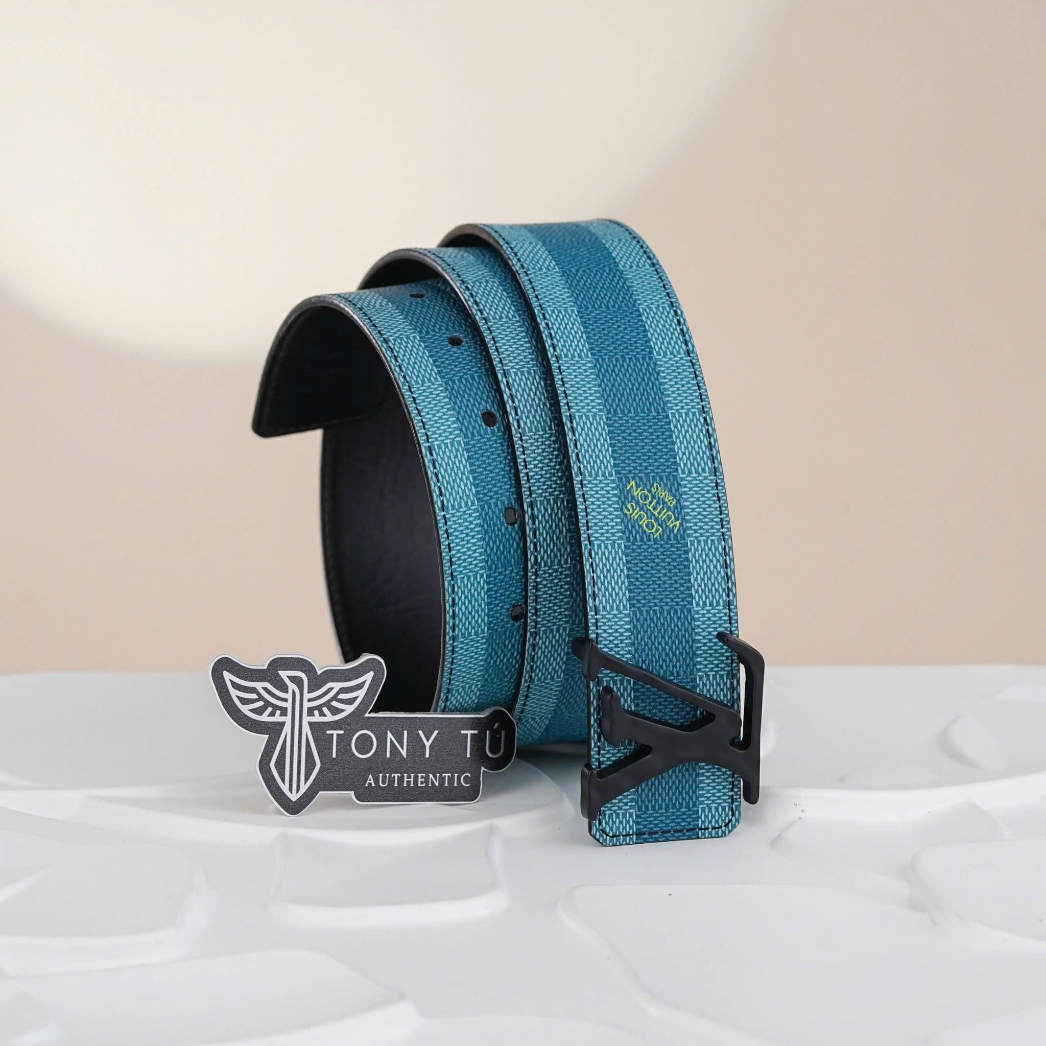 Thắt lưng Louis Vuitton Initiales Denim Damier Canvas size 95 - TTA4993