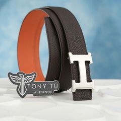 Thắt lưng Hermès H Buckle Reversible Cowhide/Epsom (Nâu/Cam) size 85
