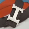 Thắt lưng Hermès H Buckle Reversible Cowhide/Epsom (Nâu/Cam) size 85