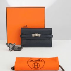 Ví ngắn Hermes Kelly Wallet Bleu Nuit Epsom
