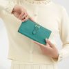 Ví dài Hermès Bearn Bi-fold Bleu Paon Chèvre Mysore