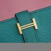 Ví dài Hermès Bearn Bi-fold Bleu Paon Chèvre Mysore