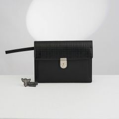 Clutch Burberry London Monaco Saffiano (Đen) - TTA5043