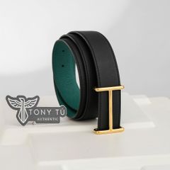 Thắt lưng Hermès H Idem Reversible Boxcalf / Epsom size 85 (Đen/Xanh lục bảo) - TTA5292