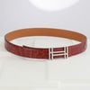 Thắt lưng Hermès H au Carré Reversible Crocodile size (90-95) - TTA5349