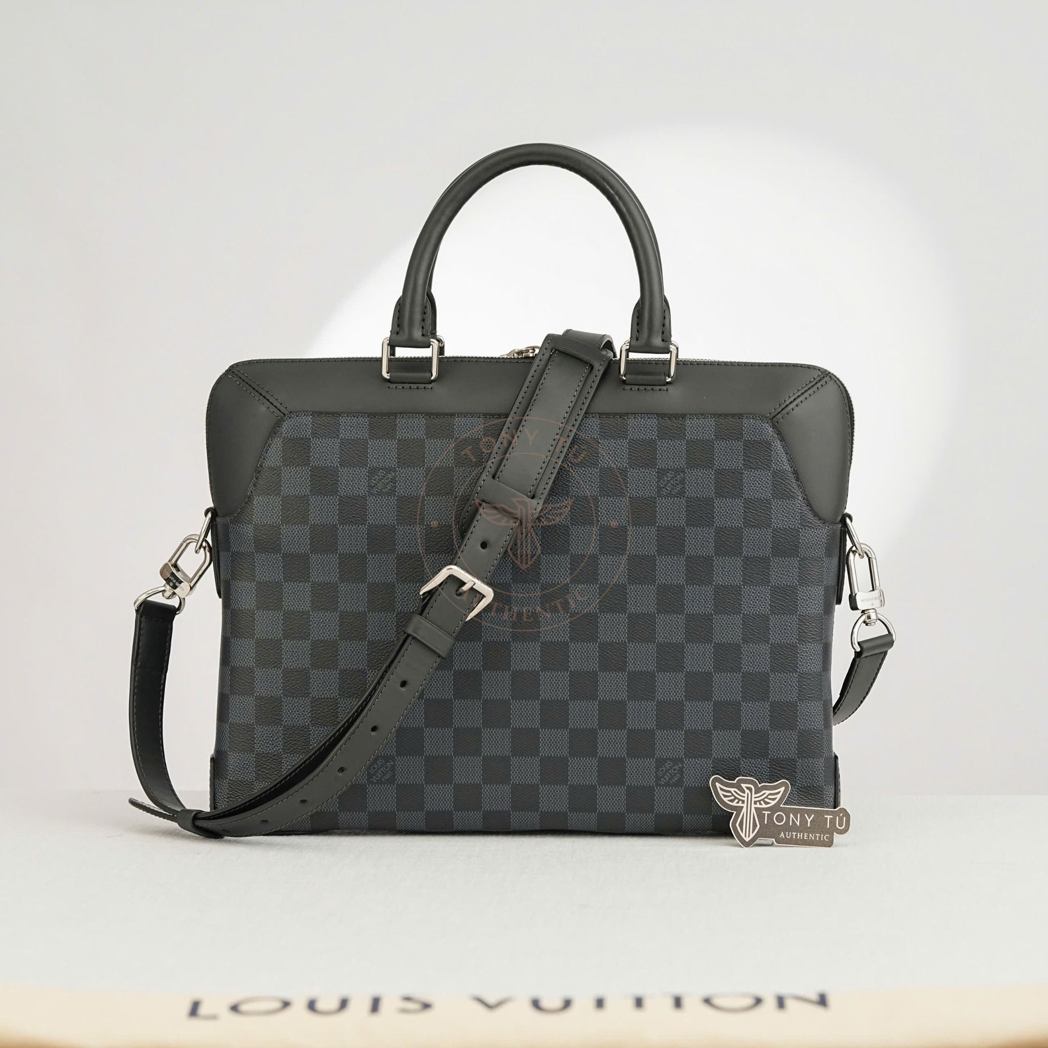 Cặp tài liệu Louis Vuitton Porte Documents Damier Cobalt (Xanh và Đen) size 35