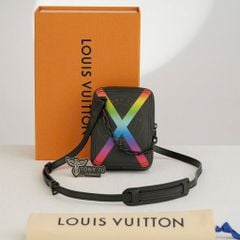 Túi đeo Louis Vuitton Virgil Abloh Rainbow Danube Messenger Black Taiga size 16 - TTA5389