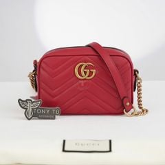 Túi Gucci GG Marmont Camera  Matelassé Chevron (Đỏ) size 18