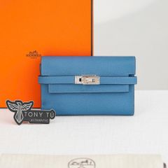 Ví ngắn Hermès Kelly Wallet Bleu Paon Epsom