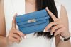 Ví ngắn Hermès Kelly Wallet Bleu Paon Epsom