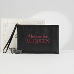 Clutch /Pouch Alexander McQueen Signature Logo Calfskin (Đen/Đỏ)