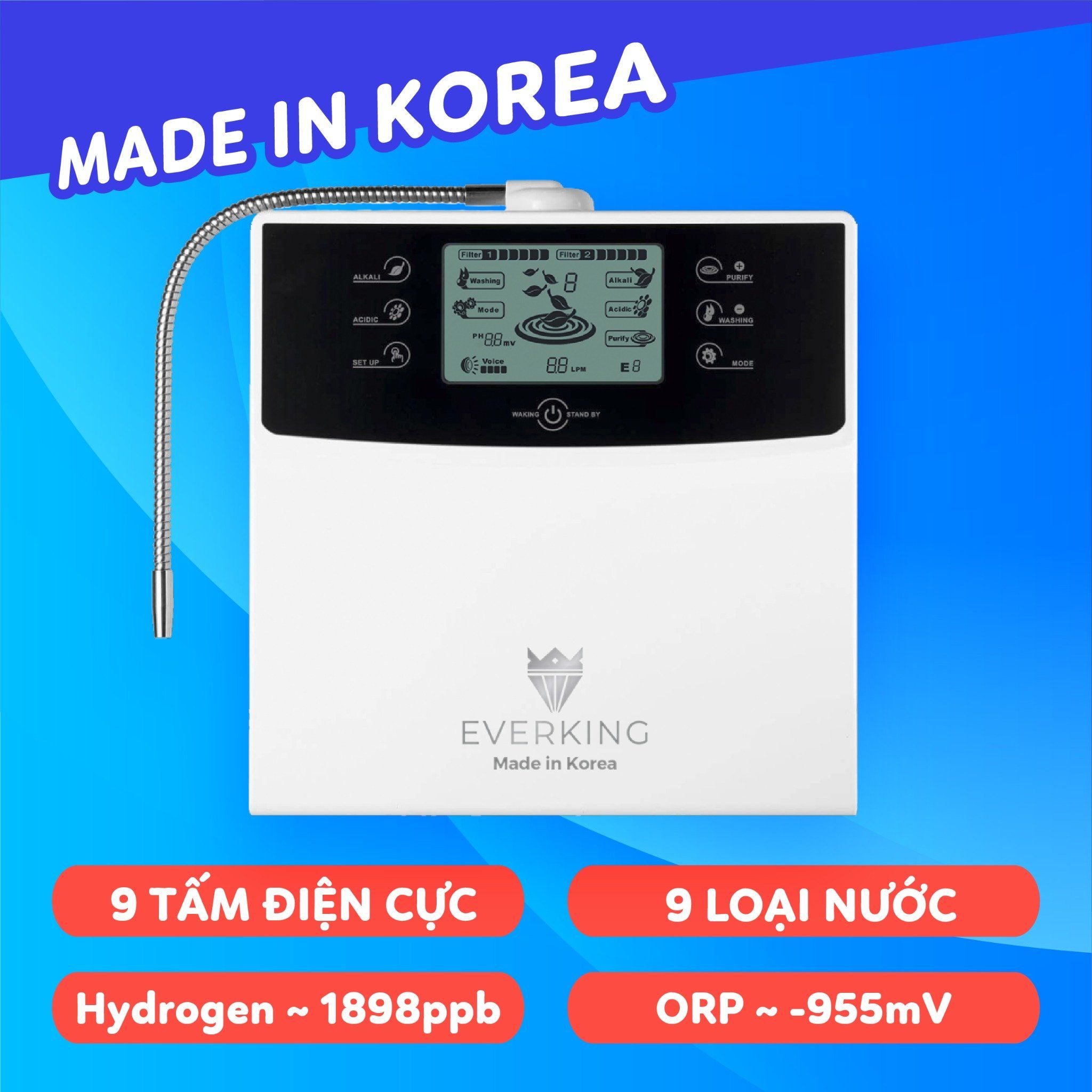 Máy lọc nước điện giải EVERKING EK99 (HÀNG TRƯNG BÀY, MỚI 99%)