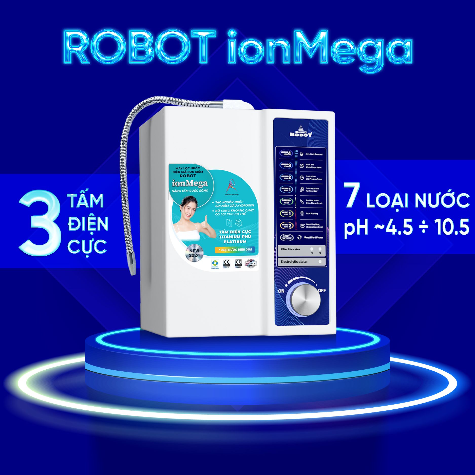 Máy lọc nước điện giải ion kiềm ROBOT ionMega 37