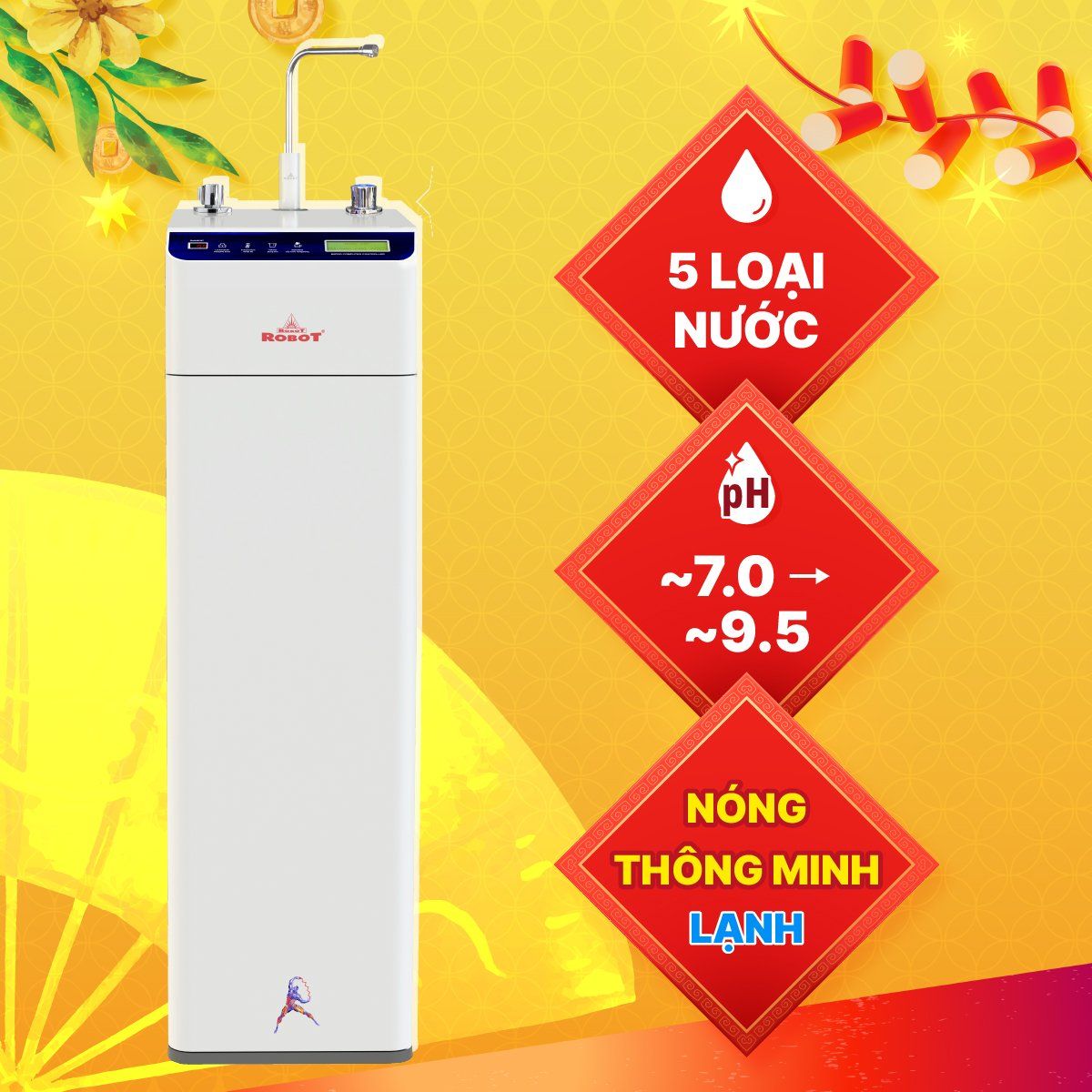 Máy lọc nước UF Hydrogen Kiềm Nóng thông minh – Lạnh ROBOT H2Supreme-7U