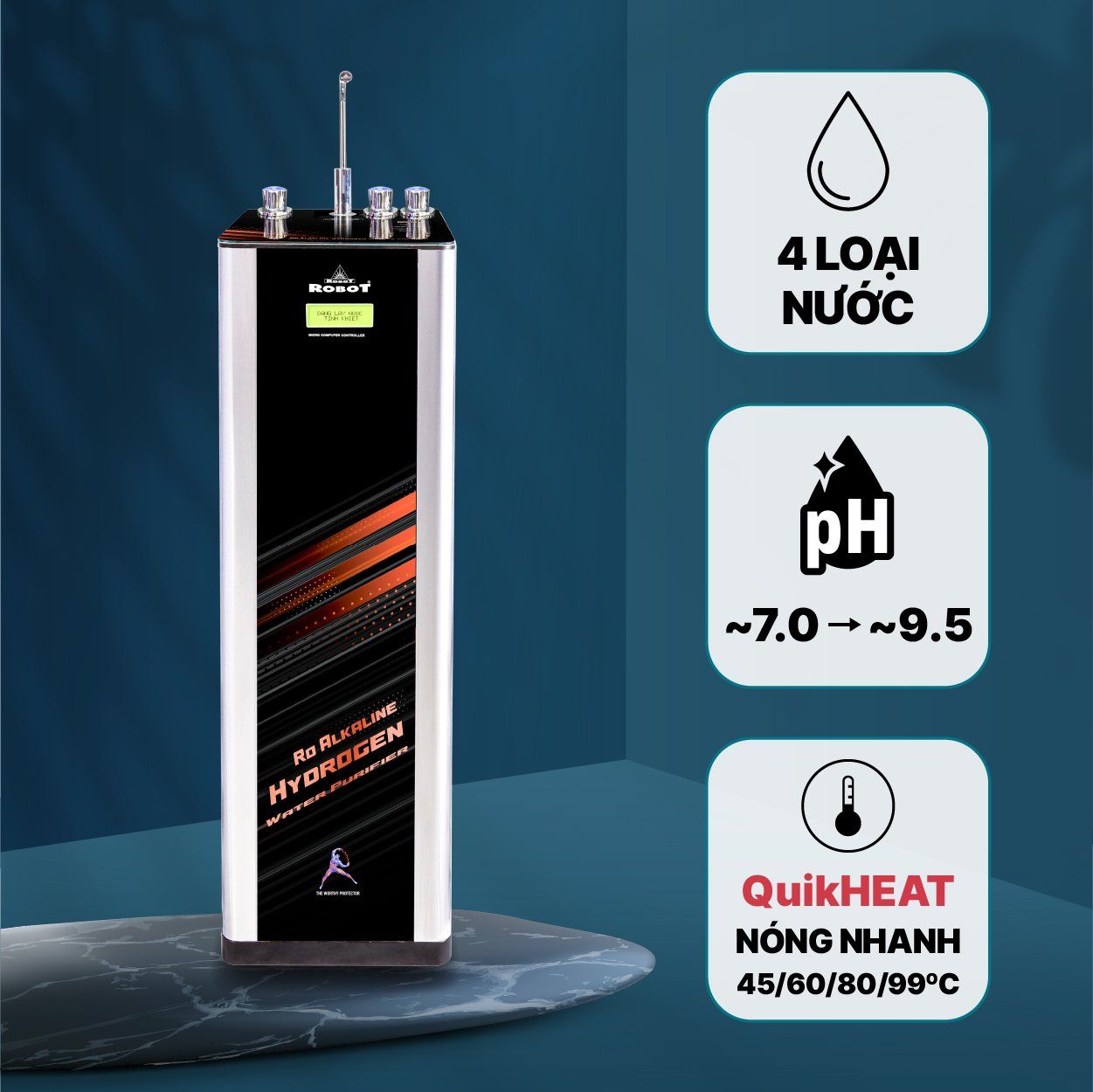 Máy lọc nước R.O Hydrogen Kiềm Nóng thông minh ROBOT RBs-9HAQ