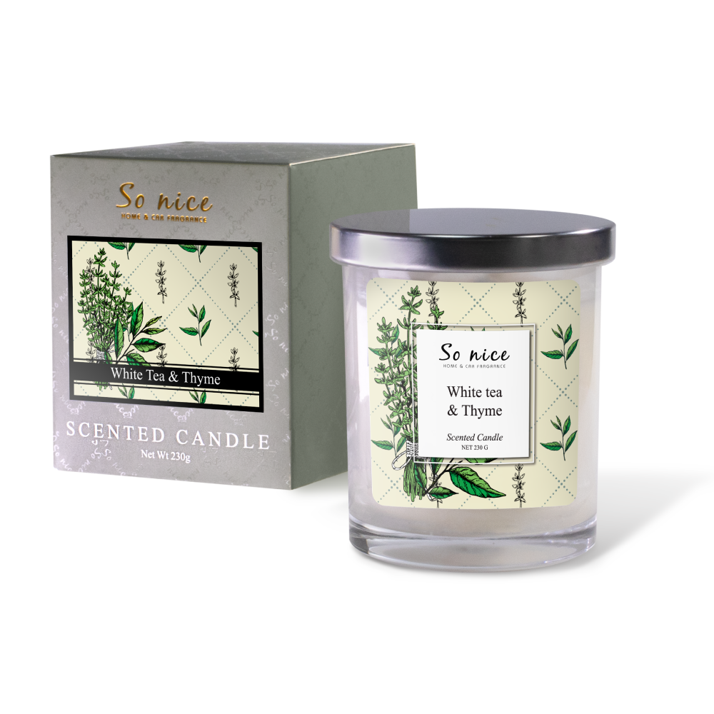 Nến thơm White Tea & Thyme (230g) Sonice Aroma