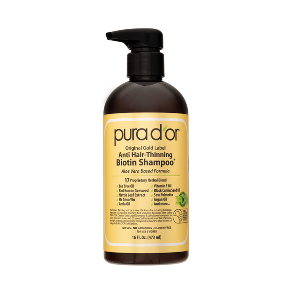 Dầu gội dưỡng tóc PURA D'OR Original Gold Label Anti - Hair Thinning Shampoo 473ml