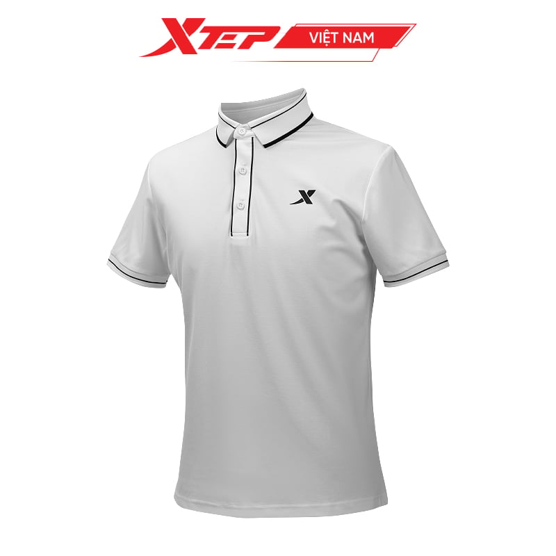  Áo polo nam Xtep có hoạ tiết đường viền kẻ năng động, chất vải mềm mại, thoáng mát 977229027004 