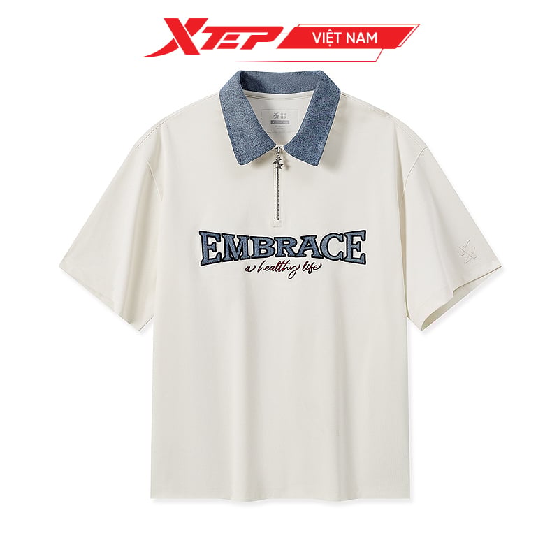  Áo Polo Nam Ngắn Tay Xtep, Cổ Kéo Khóa, Form Rộng 976229020557 