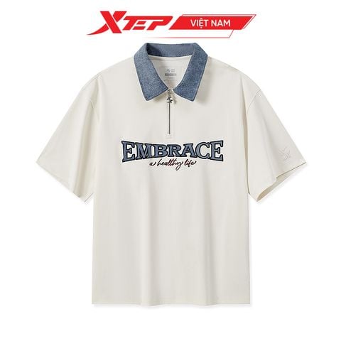 Áo Polo Nam Ngắn Tay Xtep, Cổ Kéo Khóa, Form Rộng 976229020557