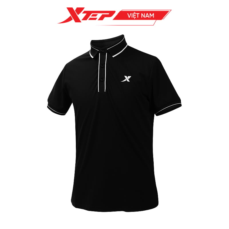  Áo polo nam Xtep có hoạ tiết đường viền kẻ năng động, chất vải mềm mại, thoáng mát 977229027004 