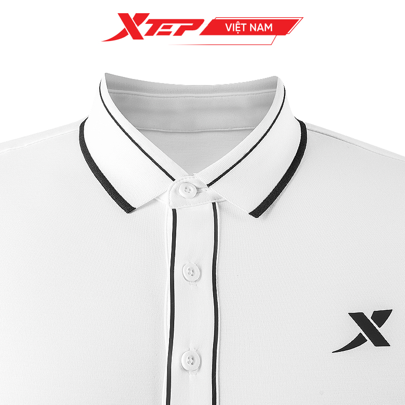  Áo polo nam Xtep có hoạ tiết đường viền kẻ năng động, chất vải mềm mại, thoáng mát 977229027004 