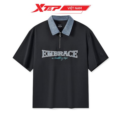 Áo Polo Nam Ngắn Tay Xtep, Cổ Kéo Khóa, Form Rộng 976229020557